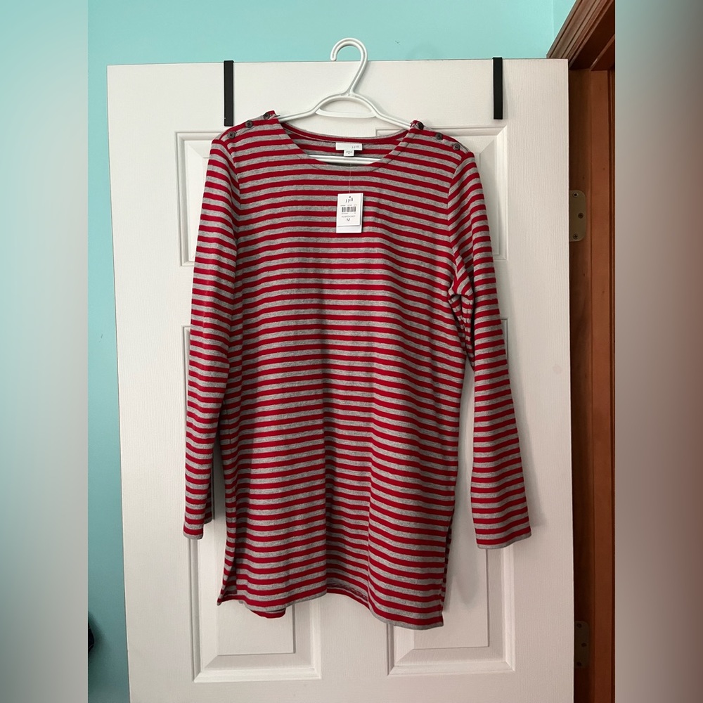 J. Hill red and gray striped thick long sleeve shirt
